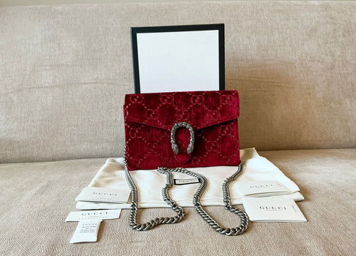 Gucci Dionysus GG Velvet Super Mini Bag - Red / Rubino (Excellent Condition)