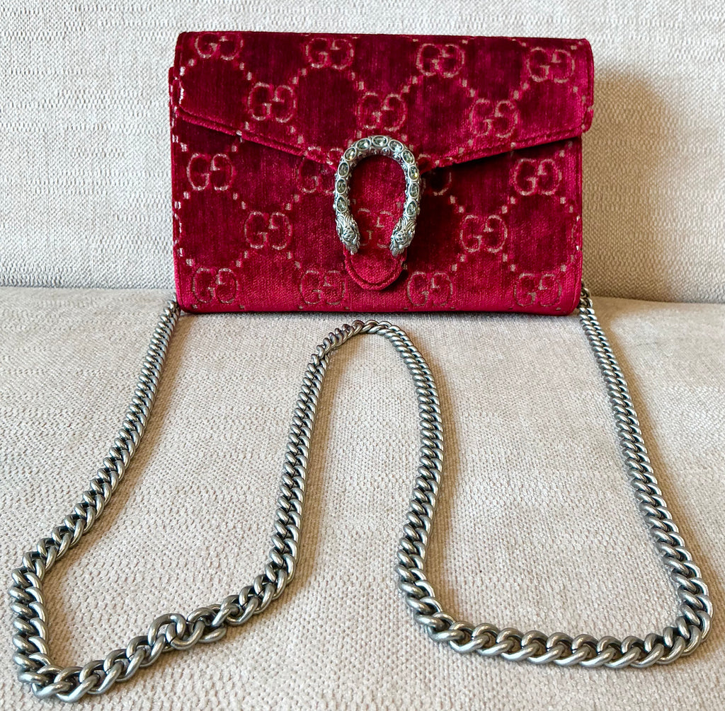 Gucci Dionysus GG Velvet Super Mini Bag - Red / Rubino (Excellent Condition)