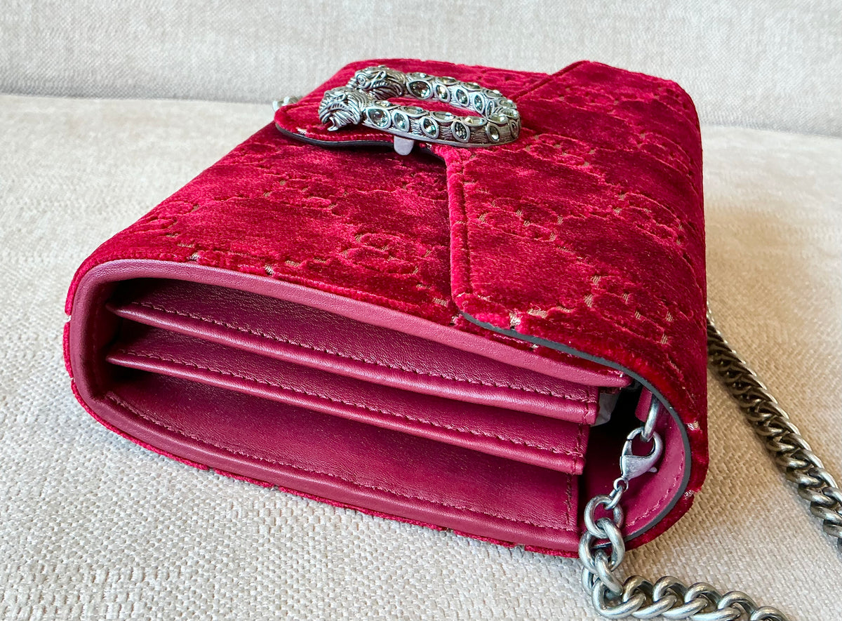 Gucci Dionysus GG Velvet Super Mini Bag - Red / Rubino (Excellent Condition)