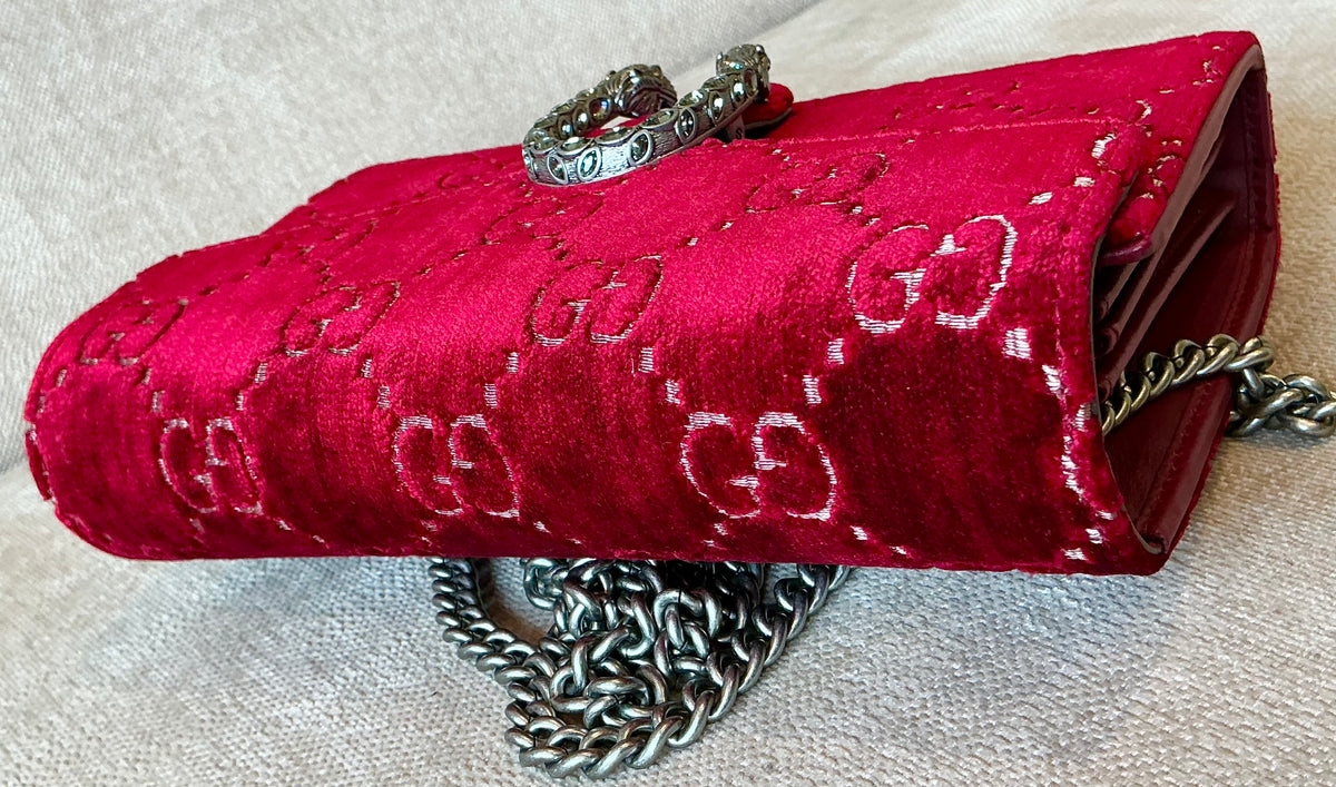 Gucci Dionysus GG Velvet Super Mini Bag - Red / Rubino (Excellent Condition)
