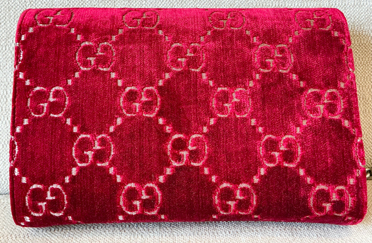 Gucci Dionysus GG Velvet Super Mini Bag - Red / Rubino (Excellent Condition)