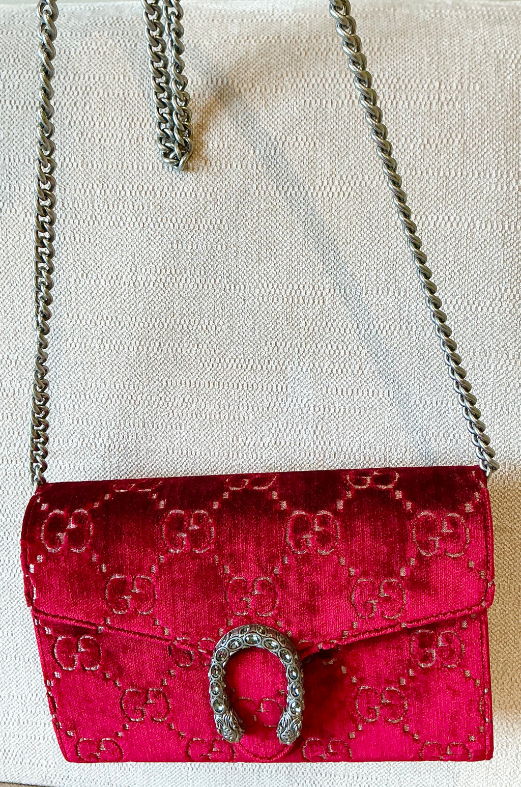 Gucci Dionysus GG Velvet Super Mini Bag - Red / Rubino (Excellent Condition)